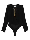 Elisabetta Franchi Embellished Blouse Bodysuit In Black