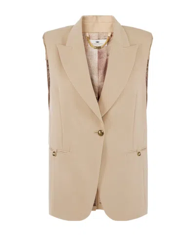 ELISABETTA FRANCHI EMBELLISHED-BUTTON SLEEVELESS WAISTCOAT