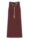 Elisabetta Franchi Embellished Crepe Boxy Mini Dress In Purple