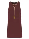 Elisabetta Franchi Embellished Crepe Boxy Mini Dress In Red