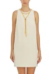 Elisabetta Franchi Chain-link Detail Crepe Mini Dress In White