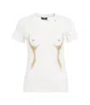 Elisabetta Franchi Rhinestone-embellished Cotton T-shirt In Gesso/nudo