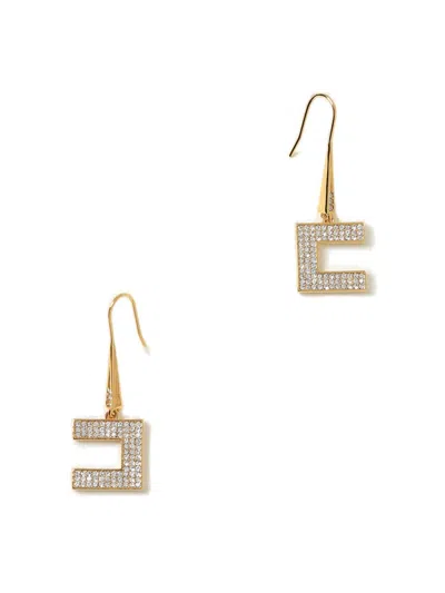 Elisabetta Franchi Embellished Dangle Earrings In Gold