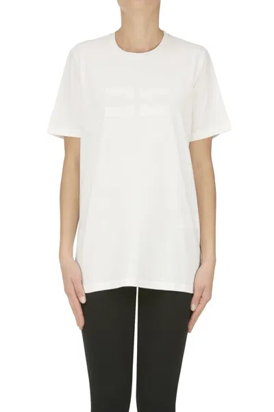 Elisabetta Franchi Embellished Designer Logo T-shirt In White