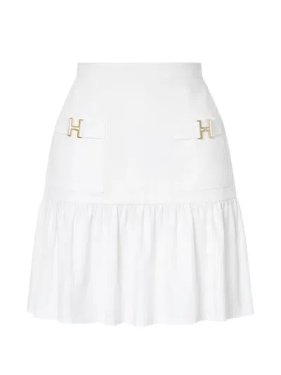 Elisabetta Franchi Embellished High-waisted Mini Skirt In White