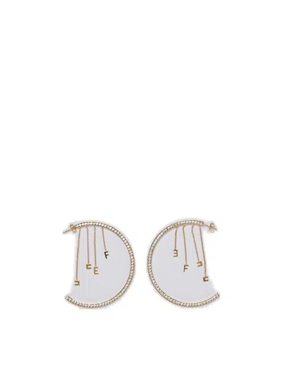 Elisabetta Franchi Embellished Hoop Earrings In Gold