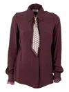 Elisabetta Franchi Embellished-neck Shirt In Burgundy
