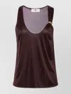 Elisabetta Franchi Embellished Satin Scoop Neck Tank Top