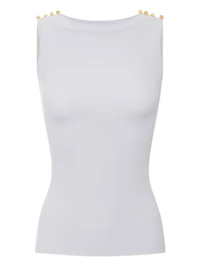 Elisabetta Franchi Embellished-shoulders Tank Top In White