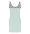 Elisabetta Franchi Embellished Sleeveless Mini Dress In Verde/acqua