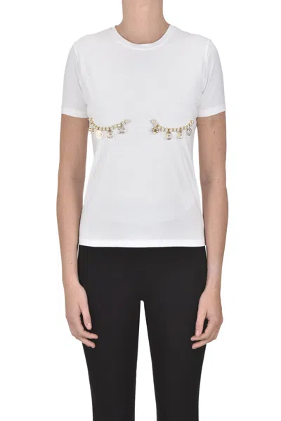 Elisabetta Franchi Embellished T-shirt In White