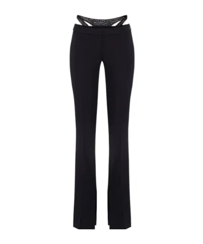 Elisabetta Franchi Embellished Trousers In Black