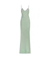 Elisabetta Franchi Rhinestone Embellished Velvet Dress With Spaghetti Straps In Green