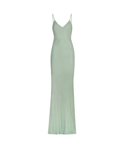 ELISABETTA FRANCHI ELISABETTA FRANCHI EMBELLISHED V-NECK MAXI DRESS