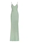 Elisabetta Franchi Rhinestone Embellished Velvet Dress With Spaghetti Straps In Green