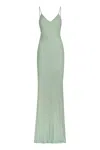 Elisabetta Franchi Rhinestone Embellished Velvet Dress With Spaghetti Straps In Green