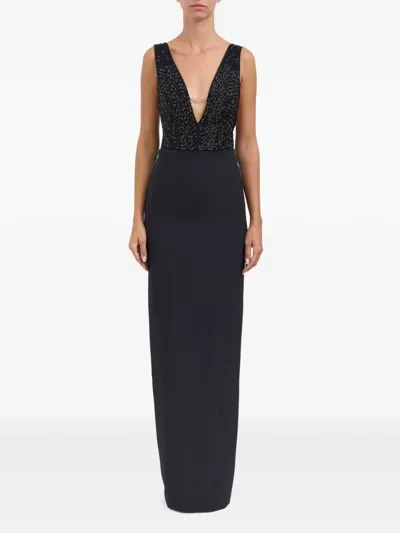 Elisabetta Franchi Red Carpet Georgette Dress In Black