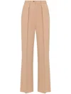 Elisabetta Franchi Emblem Crepe Straight Trousers In Brown