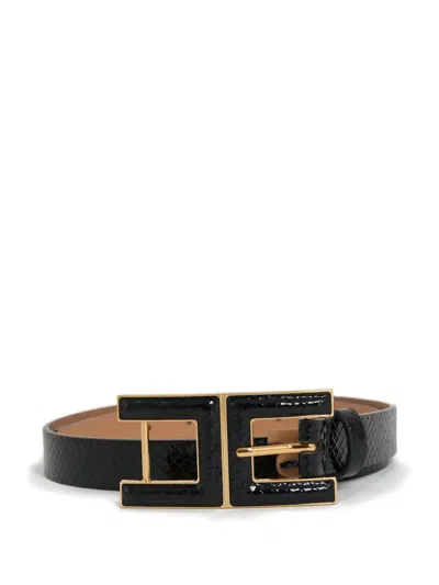 Elisabetta Franchi Embossed Buckle Belt In Black