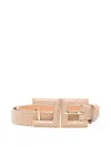 Elisabetta Franchi Embossed-effect Buckled Belt In Neutral