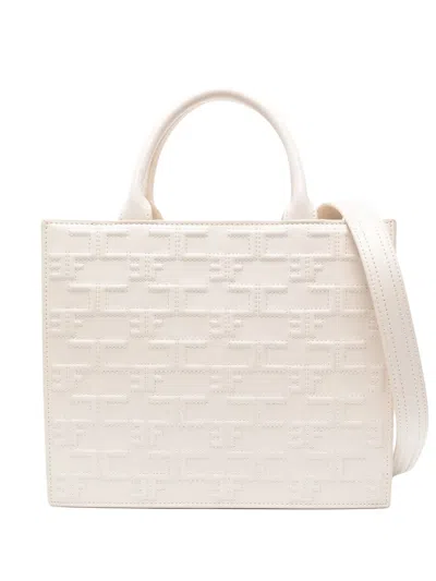 Elisabetta Franchi Embossed-monogram Tote Bag In White