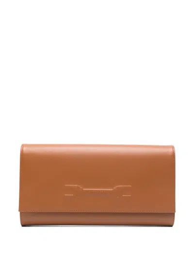 Elisabetta Franchi Embossed Shoulder Bag In Brown