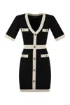 ELISABETTA FRANCHI EMBOSSED VISCOSE MINI DRESS WITH ALL-OVER DOUBLE C LOGO