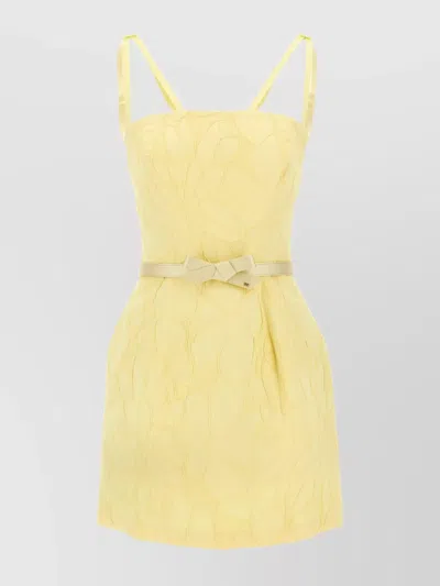 ELISABETTA FRANCHI EMBROIDERED 3D WAIST BELT DRESS