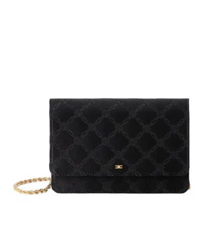 Elisabetta Franchi Embroidered Clutch Bag In Nero