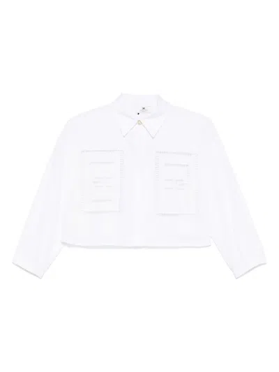 Elisabetta Franchi Embroidered Cotton Shirt In White