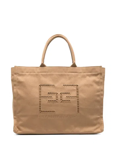 Elisabetta Franchi Embroidered Cotton Tote Bag