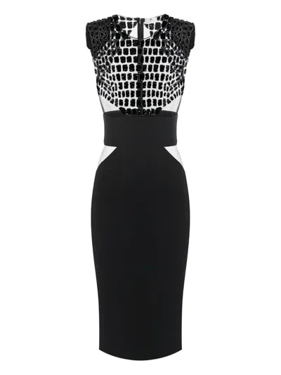Elisabetta Franchi Embroidered Cut-out Dress In Black