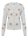 Elisabetta Franchi Embroidered-flower Long-sleeve Cardigan In Green