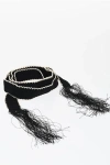 Elisabetta Franchi Embroidered Fringed Foulard In Black