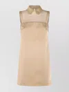 Elisabetta Franchi Embroidered Keyhole Back Sleeveless Dress In Brown