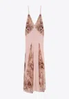 Elisabetta Franchi Red Carpet Dress In Silk Georgette Fabric And Embroidered Lace