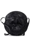 Elisabetta Franchi Embroidered Leather Shoulder Bag In Black