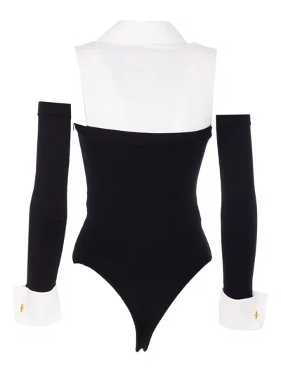 Elisabetta Franchi Monochrome Button-up Collared Body With Detachable Sleeves In Multi