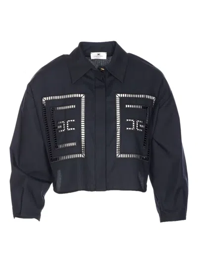 Elisabetta Franchi Embroidered-logo Shirt In Black