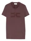 Elisabetta Franchi Crew Neck T-shirt With Print In Brown
