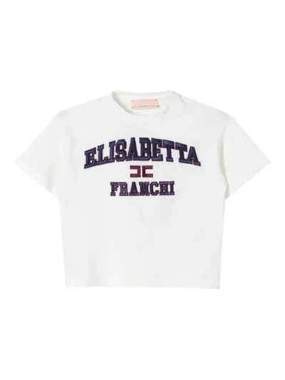 Elisabetta Franchi Kids' Embroidered-logo T-shirt In White