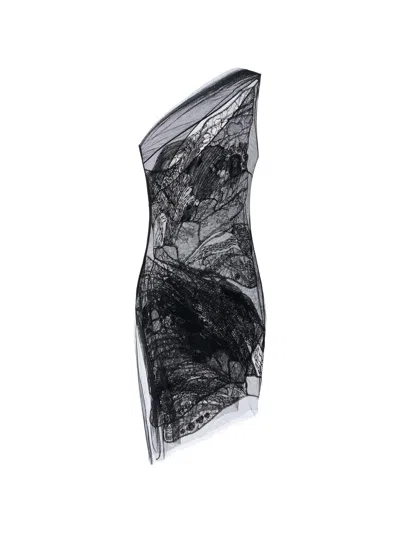 Elisabetta Franchi Embroidered Mini Dress In Black