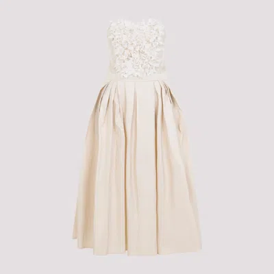 Elisabetta Franchi Beige Embroidered Polyester Mini Dress In Gray