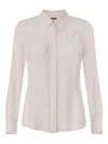 Elisabetta Franchi White Viscose Shirt With Classic Collar In Pink