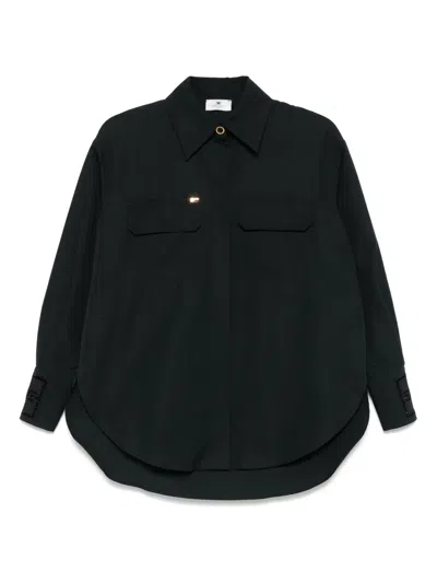 Elisabetta Franchi Embroidered Poplin Shirt In Black