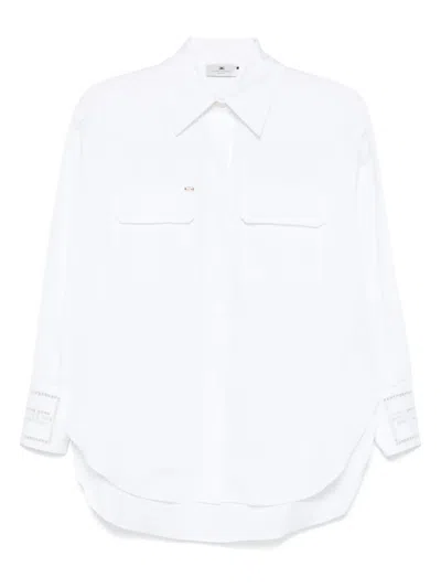Elisabetta Franchi Embroidered Poplin Shirt In White