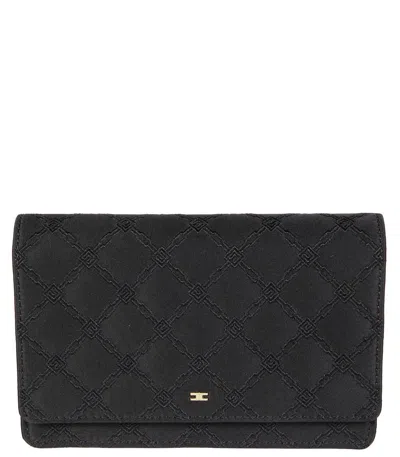 Elisabetta Franchi Embroidered Small Shoulder Bag In Black