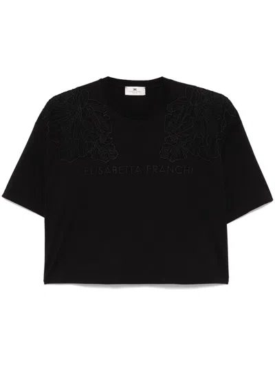 Elisabetta Franchi Embroidered T-shirt In Black  