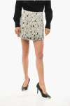 Elisabetta Franchi Embroidered Tweed Miniskirt With Beads In Black