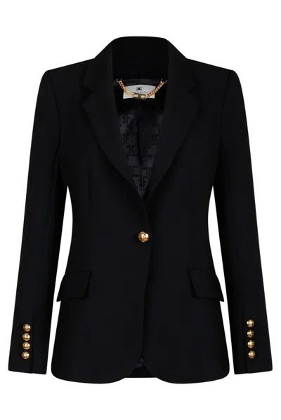 ELISABETTA FRANCHI EMBROIDERY AND STRAP CRÊPE JACKET